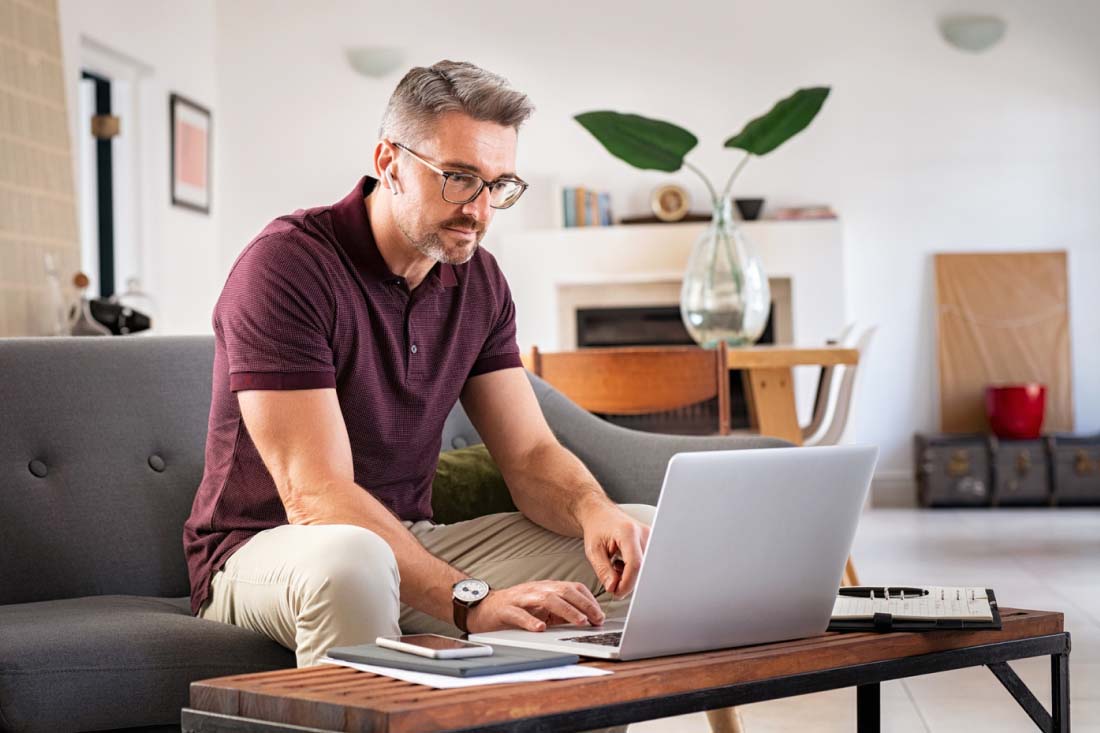 An Employee working in a flexible work space.