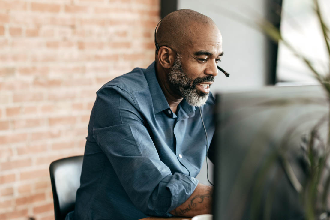 An insurance agent being productive