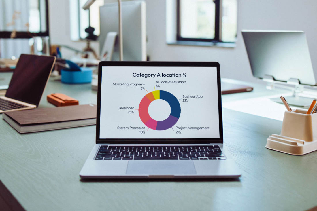 A computer showing software usage tracking.