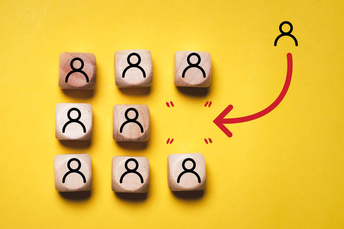 A groups of block to represent employees and effective people management.